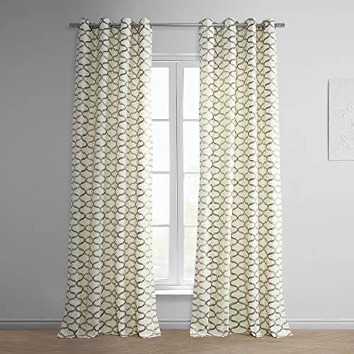 HPD Half Price Drapes Grommet Wavy Geometric Printed Curtains 108 Inches Long Luxury Cotton Curtains (1 Panel) Room Darkening Window Curtains for Bedroom & Living Room, 50W x 108L, Wavy Silver Grey