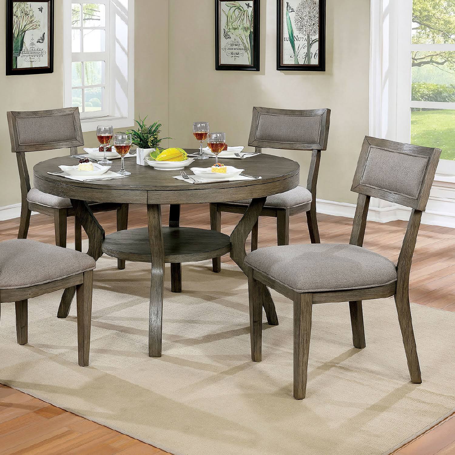 Furniture of America Leeds Gray Round Dining Table