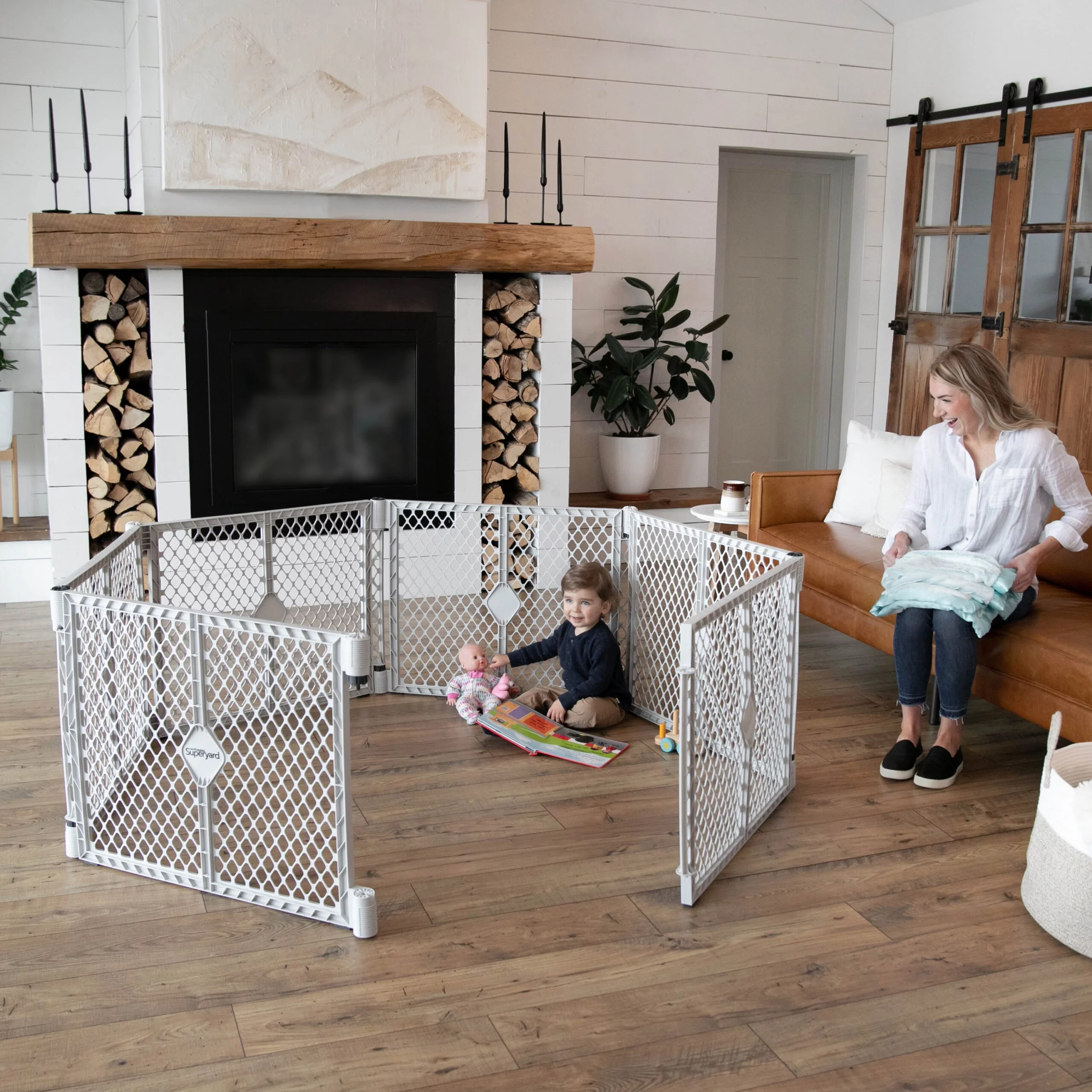 Toddleroo by North States Superyard Explorer Baby Play Yard, Gray Plastic