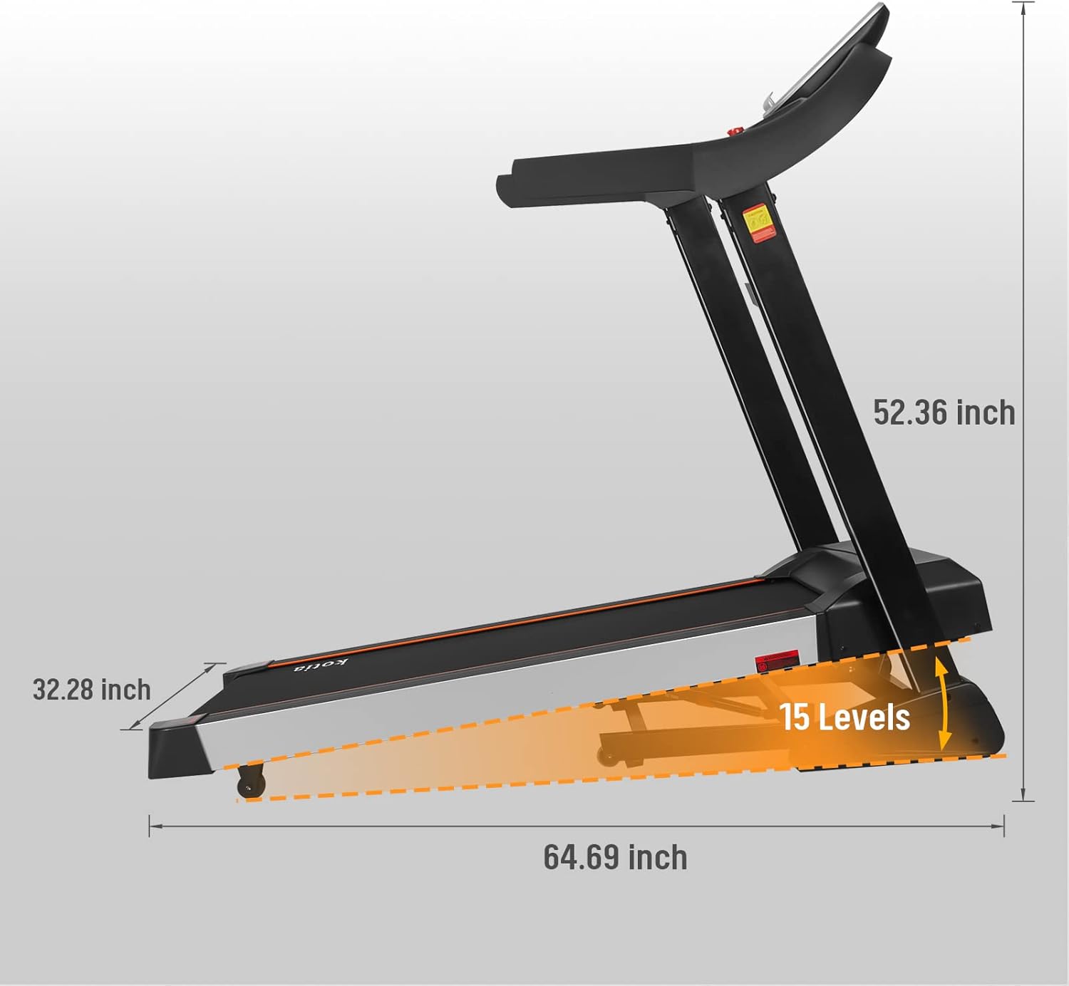 kotia Folding Treadmill 330 lb Capacity Electric Treadmill with 15 Levels Auto Incline and Large Running Area for Home Gym Workout (3.25HP Model TD1460)