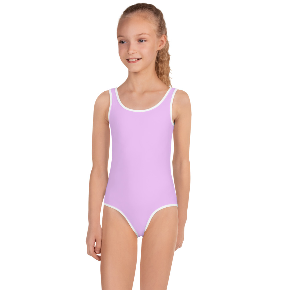 Light Lavender One Piece Girl's Swimsuit, Swimwear for Kids (6X)