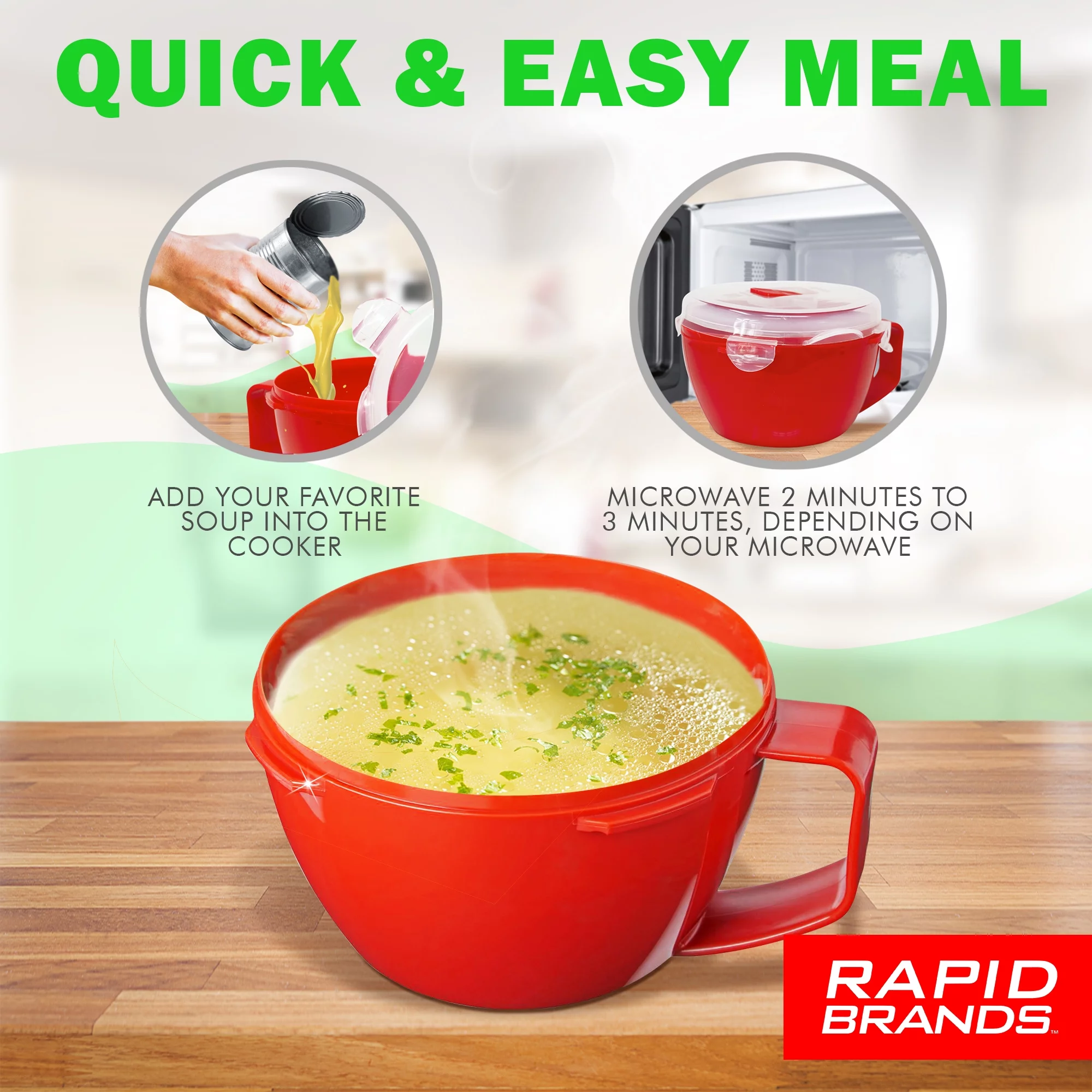 Rapid Brands Noodle & Soup Bowl, Made Exclusively for Walmart, Microwaveable, & BPA-Free, Red