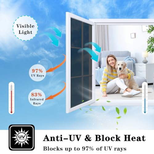 ConCus-T One Way Window Film Window Privacy Film, Heat Control Sun Blocking Anti UV Daytime Privacy Mirror Window Tint for Home, Static Cling Window Sticker, Black, 23.62Inch X 13.1Feet