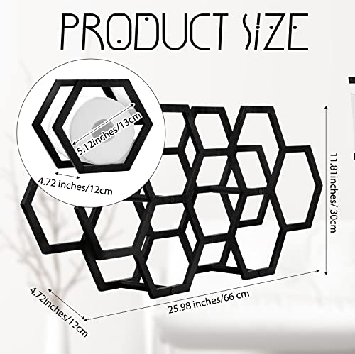 Honeycomb Toilet Paper Holder, Hold 7 Rolls Modern Floating Honeycomb Toilet Paper Holder Stand Modern Wooden Toilet Paper Storage Shelves for Toilet Tissue Honeycomb (Black)