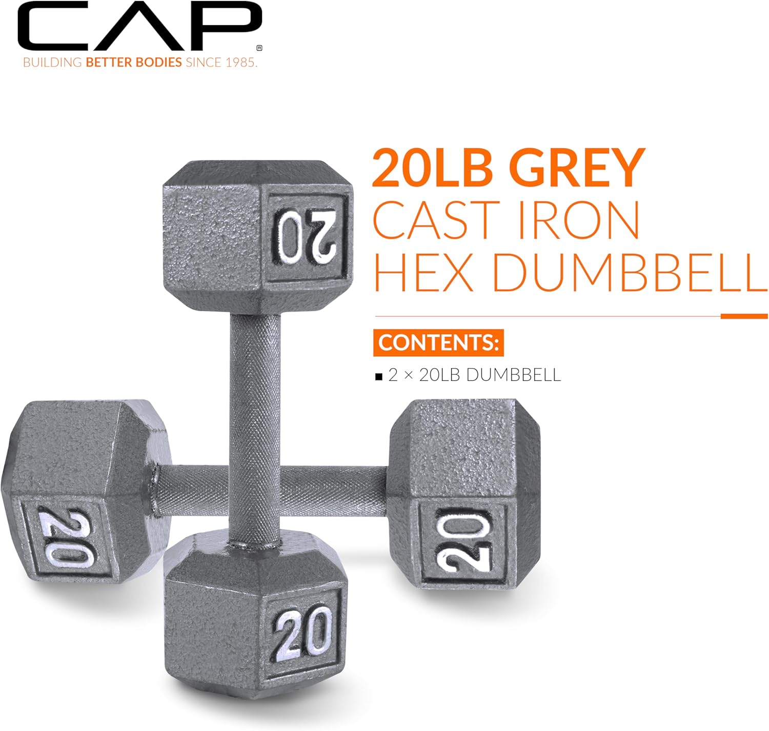 CAP Barbell Cast Iron Hex Dumbbell, Pair, 20 lb