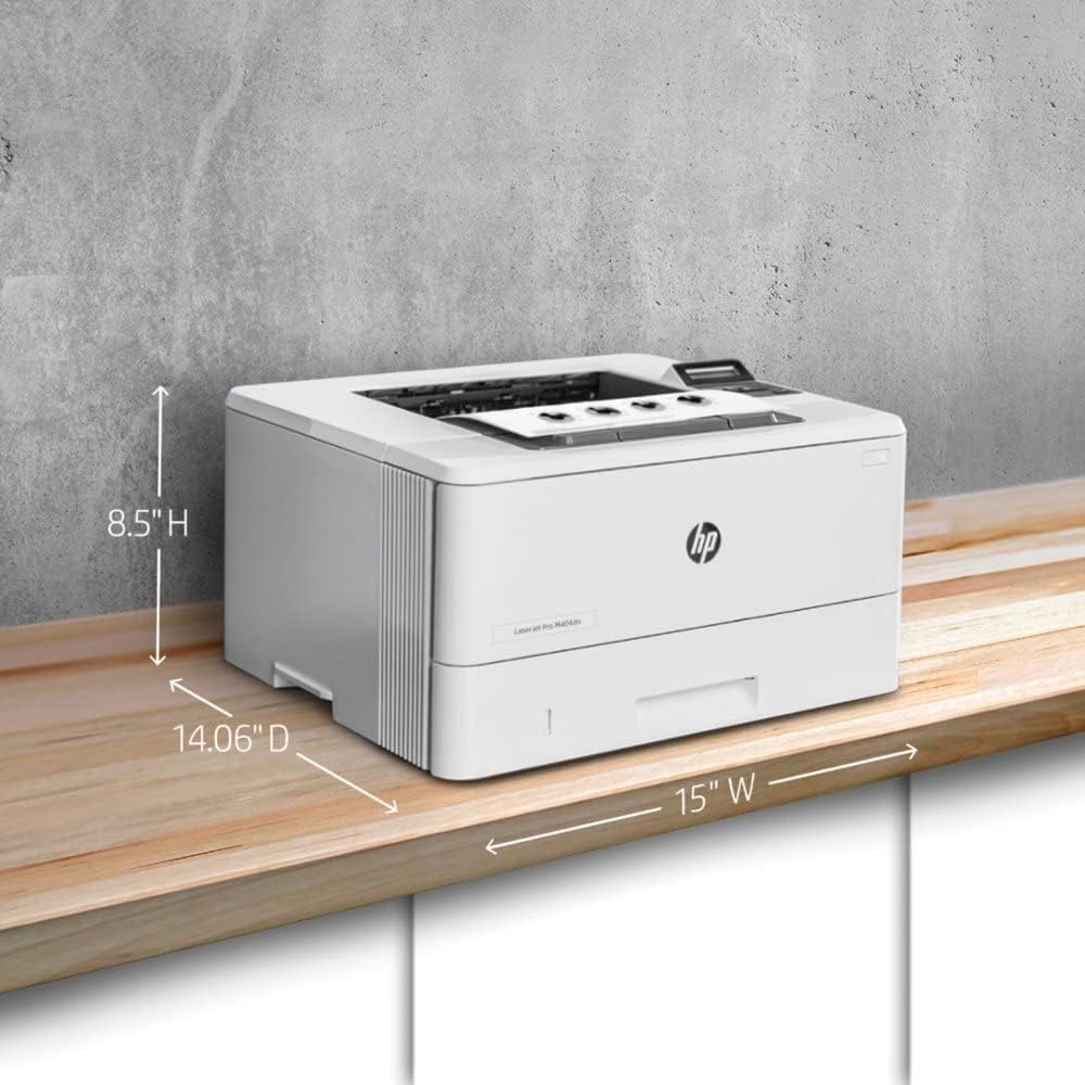 HP Laserjet Pro M404dn Single-Function Wired Monochrome Laser Printer, White - Print only - Ethernet only, 40 ppm, 1200 x 1200 dpi, Auto Duplex Printing, 8.5 x 14, 2-line LCD, Tillsiy Printer Cable
