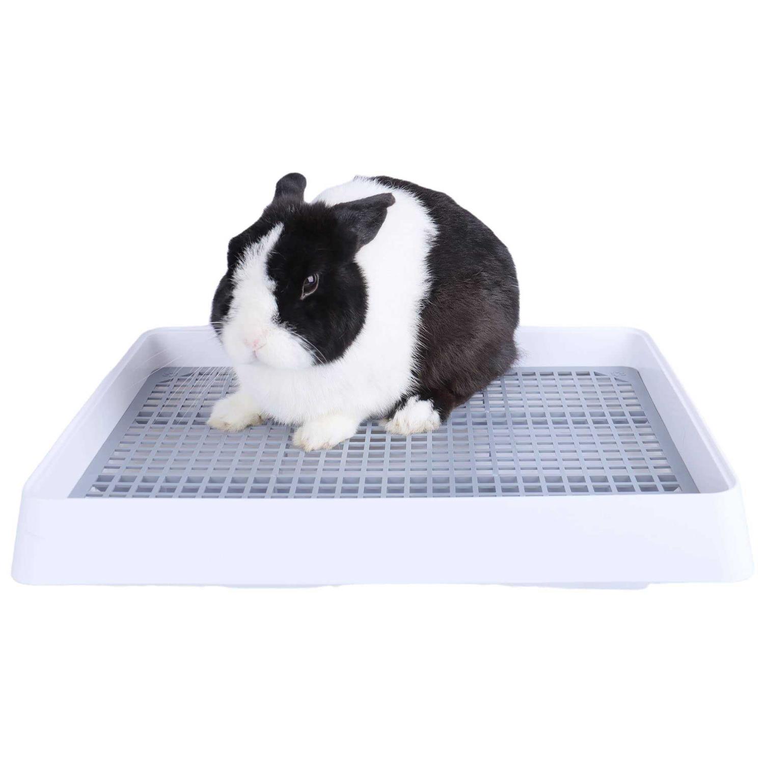 RUBYHOME Super Large Rabbit Litter Box with Grate Rabbit Potty Box Litter Pan for Cage - Pet Supplies online store