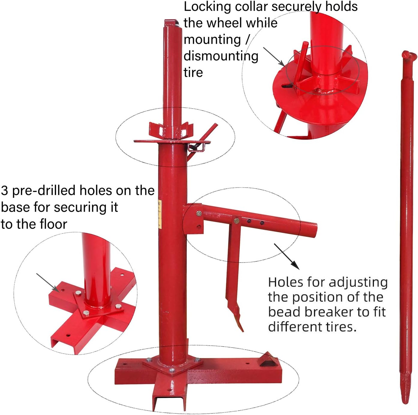 HTTMT- Manual Portable Hand Tire Changer Bead Breaker Tool Mounting Home Shop Auto NEW [P/N: US-ET-TOOL004-RED2]