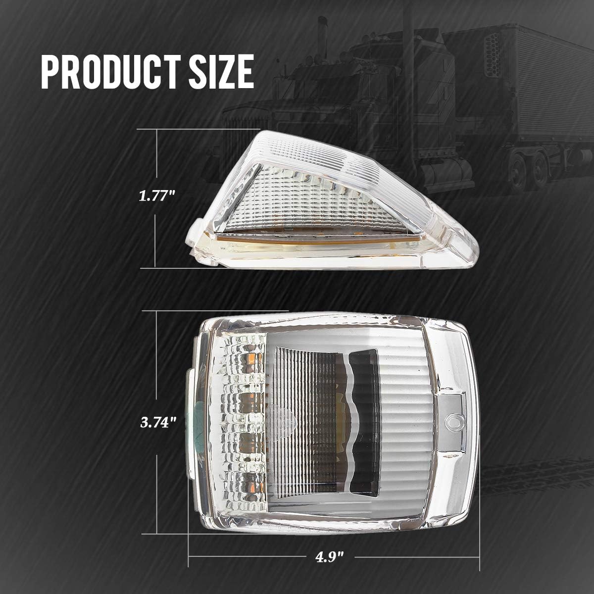 Partsam 5pcs 17 LED Clear Lens 5*3.75 Amber Cab Marker Top Roof Running Truck Cab Light Waterproof Top Reflective Lights Compatible with Peterbilt/Kenworth/Freightliner/Mack/