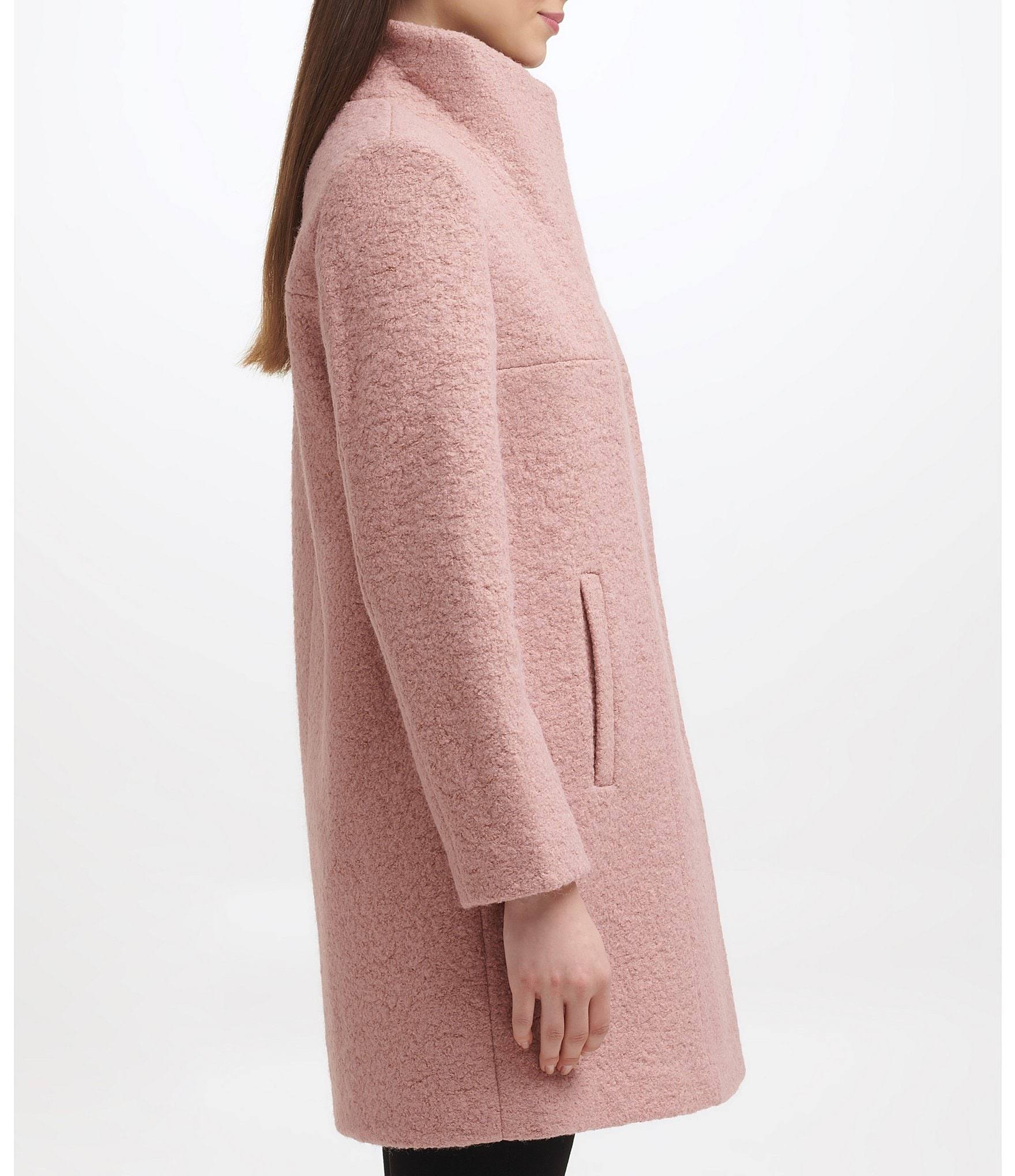 Kenneth Cole Asymmetrical Boucle Walker Coat - Ivy