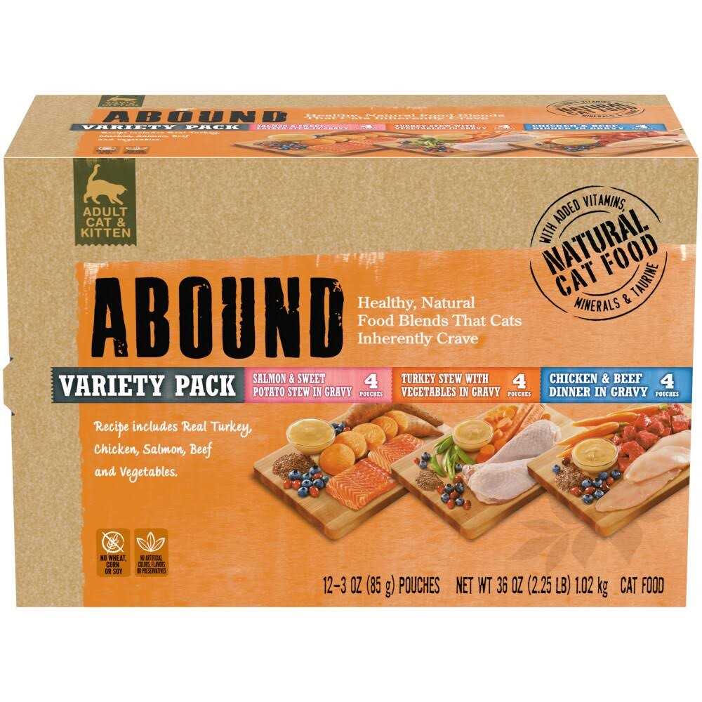 Abound Adult Cat & Kitten Natural Wet Cat Food Pouches Variety Pack 12 Count / 3 oz - Pet Supplies online store