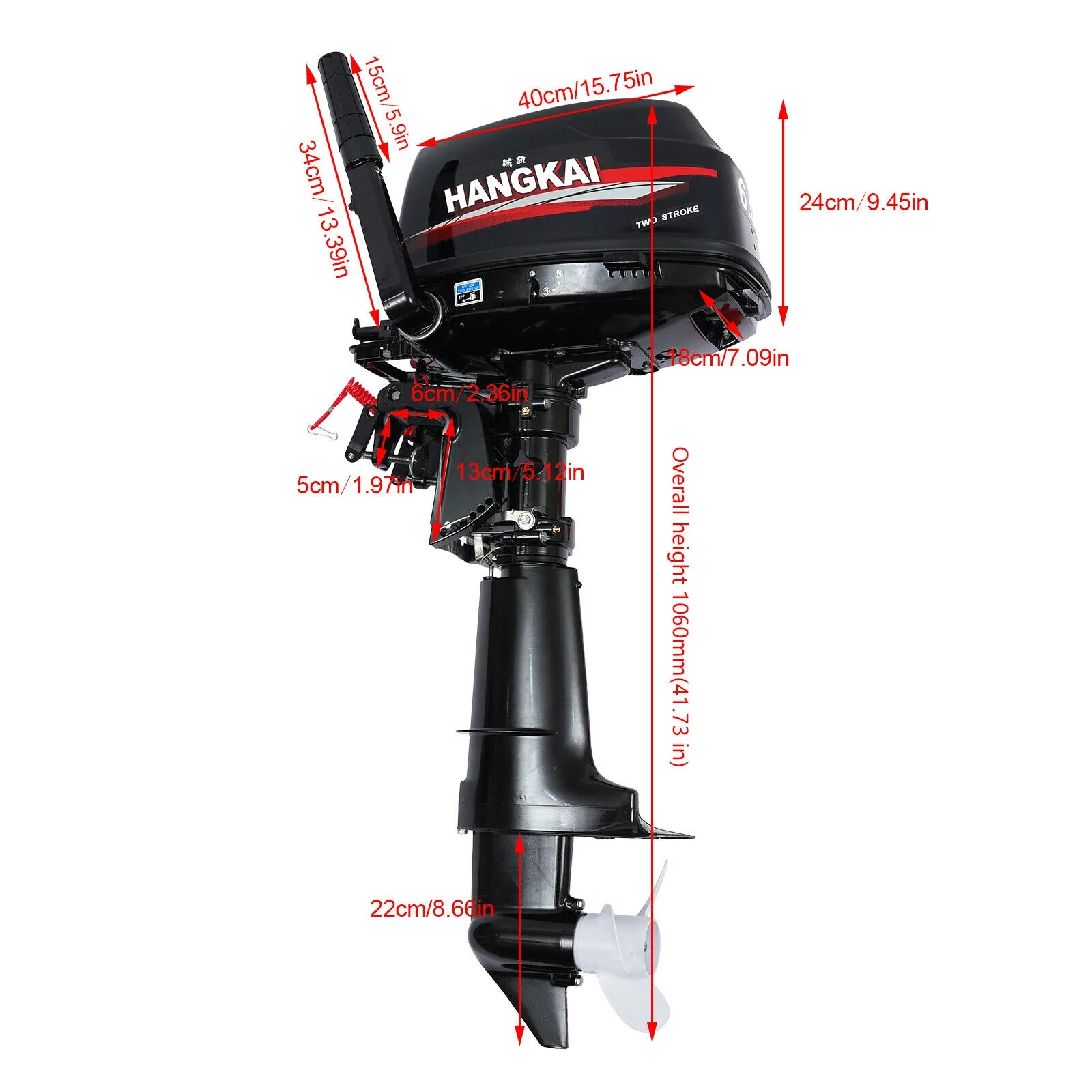 Miumaeov 6 HP 2 Stroke Outboard Motor Inflatable Fishing Boat Engine with Air Cooling