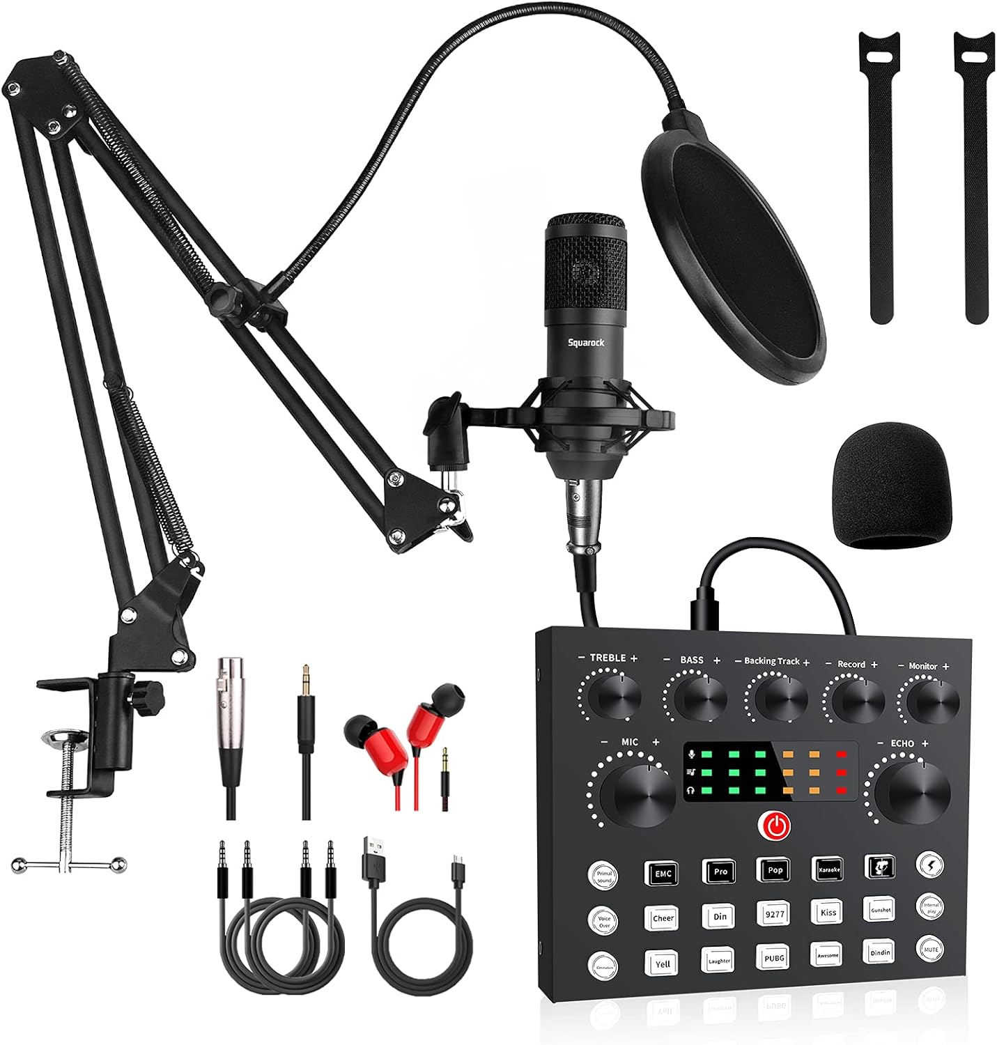 Podcast Equipment Bundle,Audio Interface with All-In-One DJ Mixer and Studio Broadcast Microphone, Perfect for Recording,Live Streaming,Gaming,Compatible with PC,Smartphone,Play Station Pack of 2
