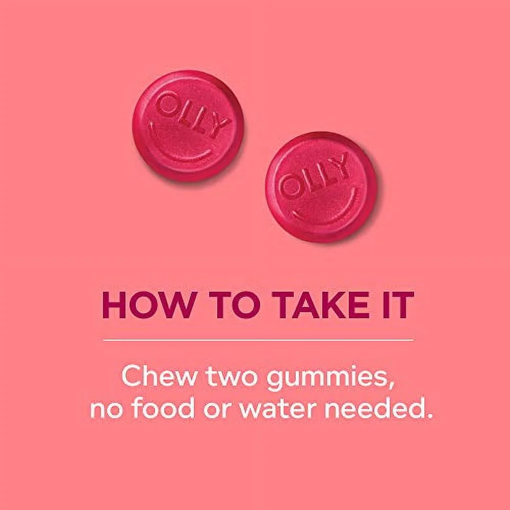 OLLY Undeniable Beauty Gummy, 30 day'supply (60 Gummies), Grapefruit Glam, Biotin, Vitamin C, Keratin, for Hair, Skin, Nails, Chewable Supplement