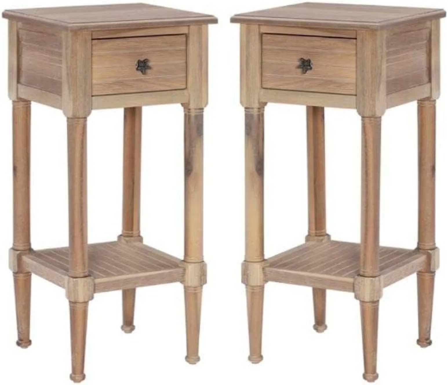 Wood Accent Starfish Coastal Side Table In Natural - Set Of 2