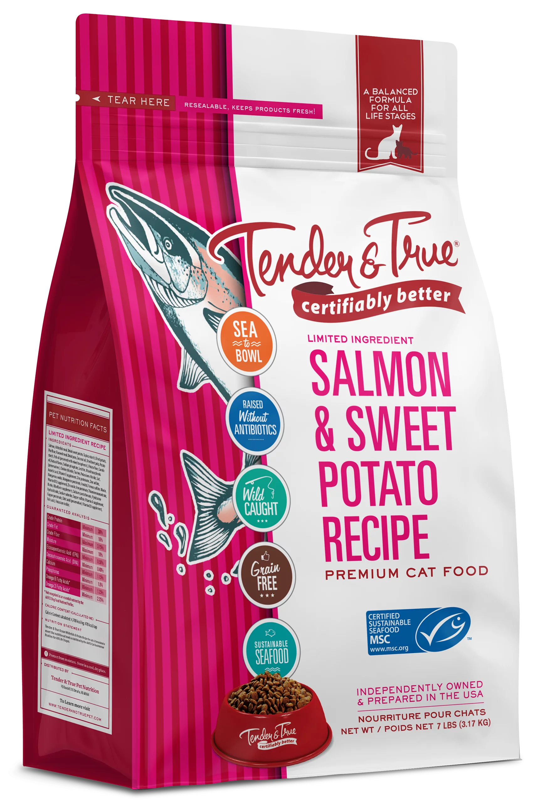 Tender & True Salmon & Sweet Potato Recipe Dry Cat Food, 7 lb bag
