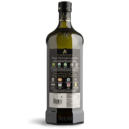 Atlas 1 LT Cold Press Extra Virgin Olive Oil with Polyphenol Rich from Morocco | Newly Harvested Unprocessed from One Single Family Farm | Moroccan Organic EVOO Trusted by Award-Winning Chefs