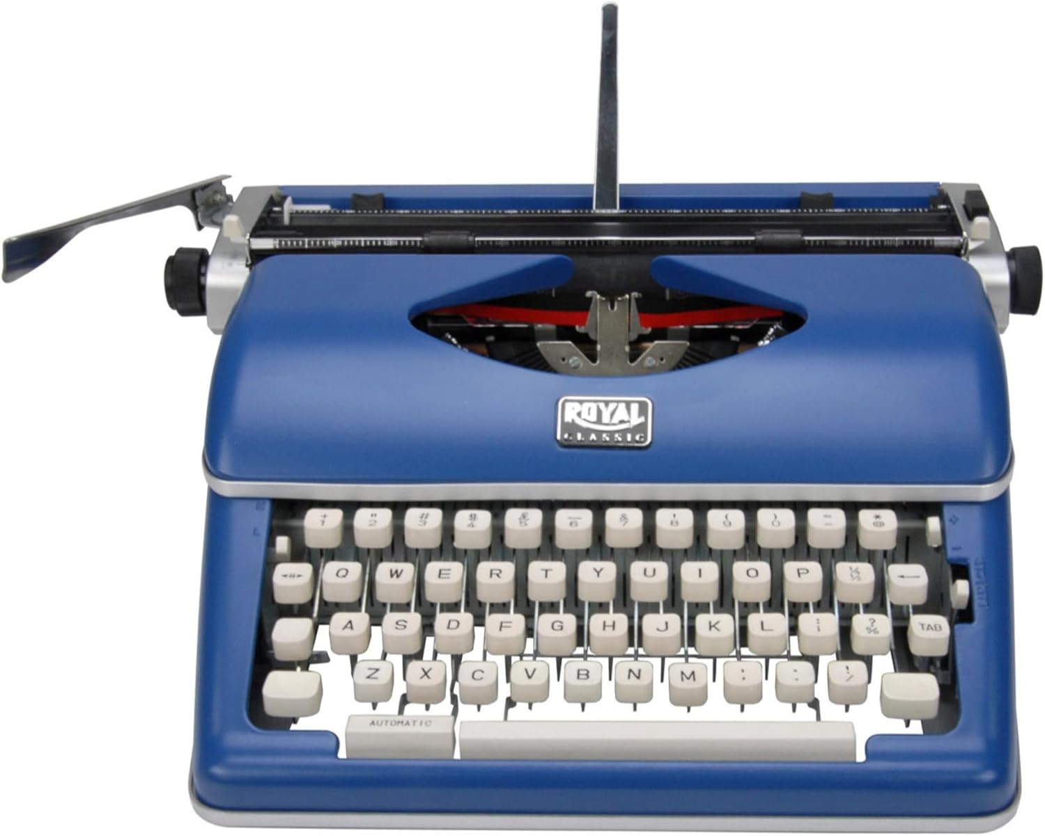 ROYAL Consumer Retro Manual Typewriter - Vintage Classic Blue Design - Typing Machine - Vintage Style for Writers and Collectors Bundle with Nylon Typewriter Ribbon (2 Items)