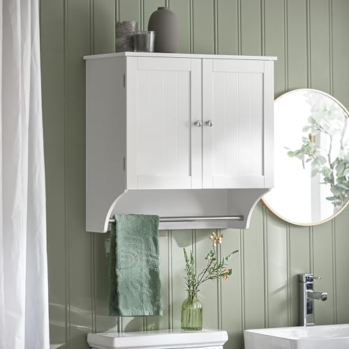 Haotian Mirror Cabinet, Bathroom Wall Cabinet with 2 Doors and Shelves, Storage Cabinet, Medicine Cabinet with Mirror, White BZR55-W