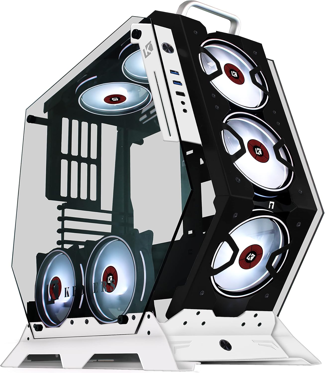 KEDIERS PC Case - ATX Tower Tempered Glass Gaming Computer Open Frame Case with 7 RGB Fans,C570