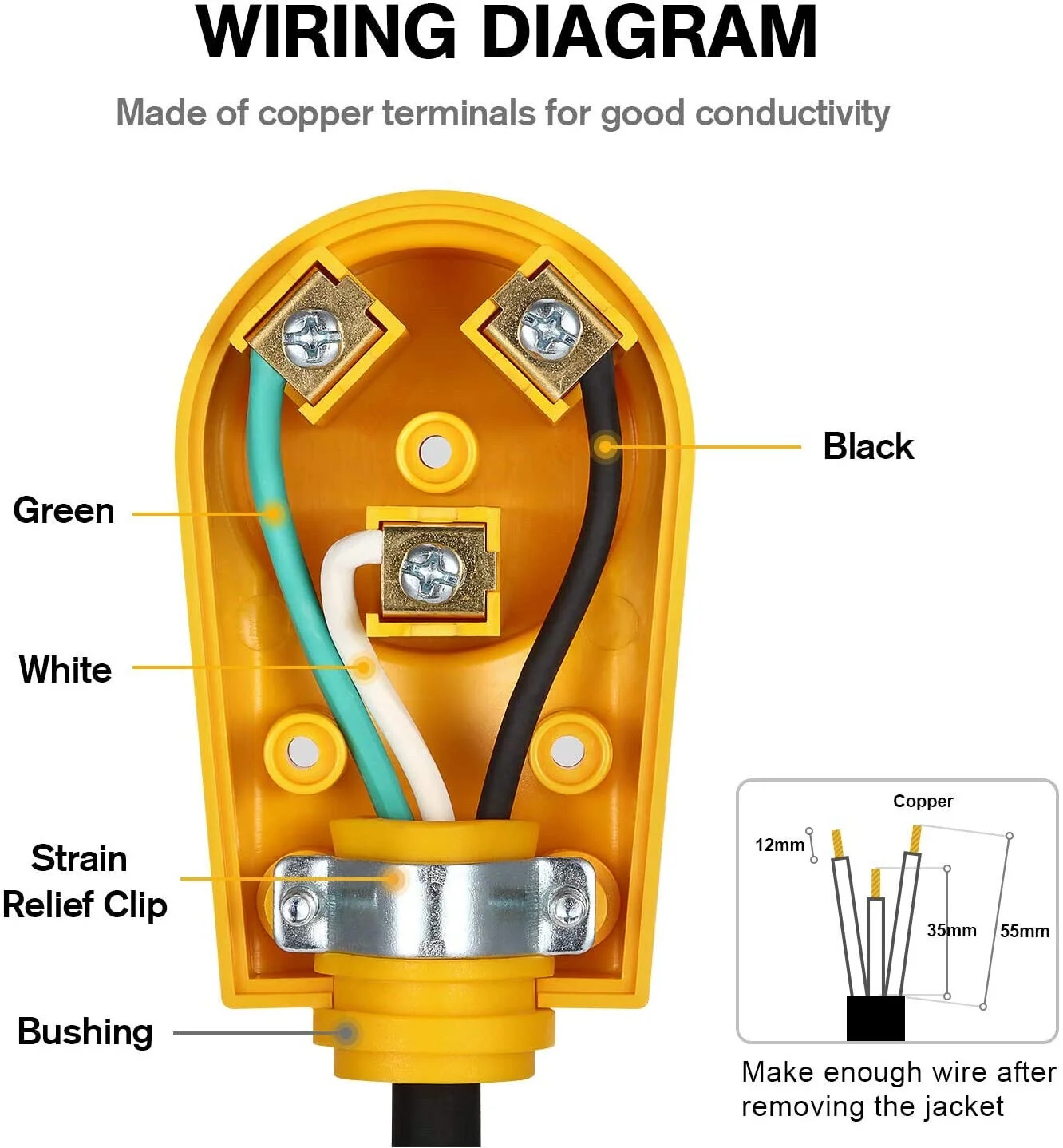 RV 30 Amp Receptacle Plug Male & Female Power Cord End Replacement Electrical 125V, Epicord