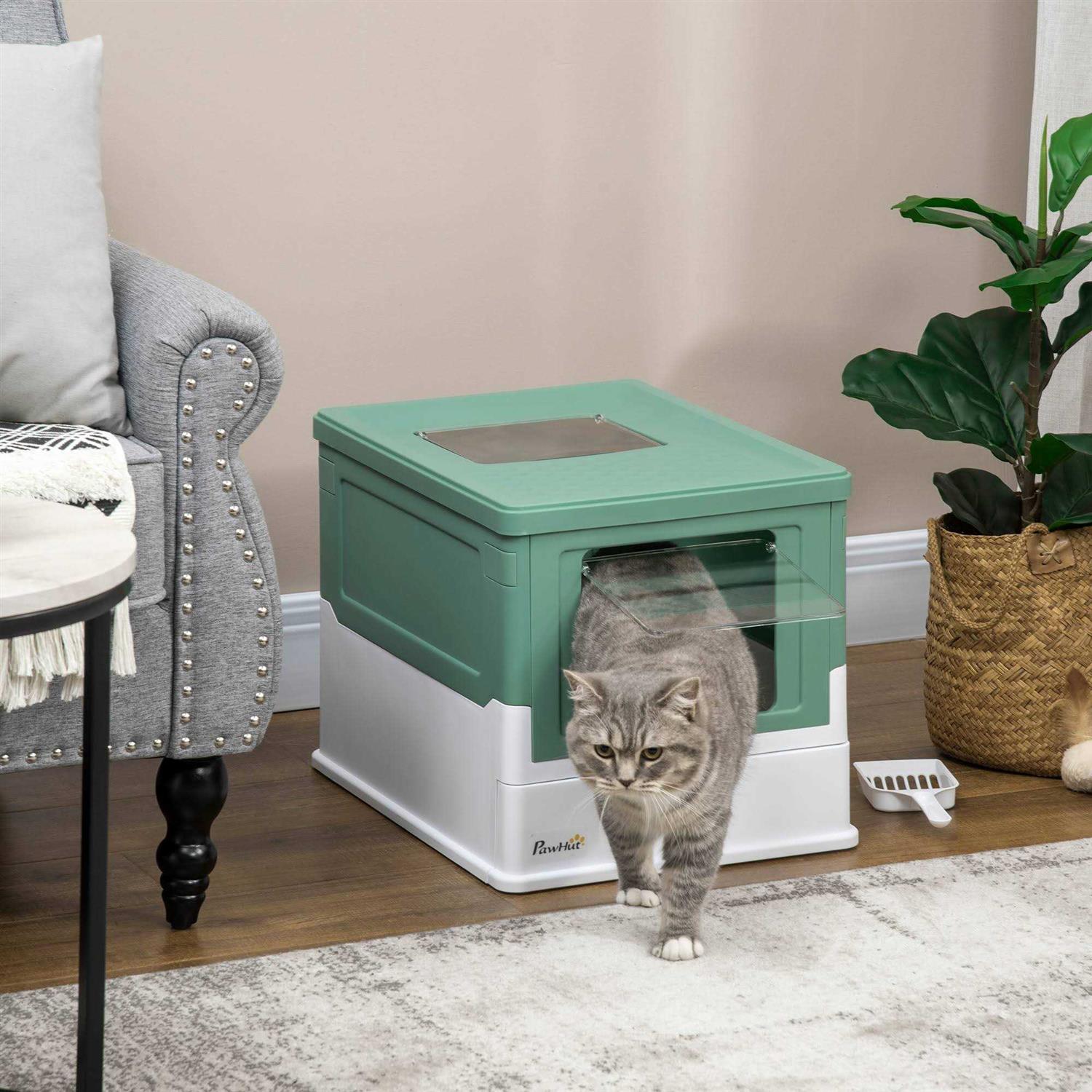 PawHut Fully Enclosed Cat Litter Box with Front Entry - Pet Supplies online store