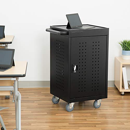 Learniture Structure Series 30-Device Mobile Charging Station for Laptops and Tablets, Lockable Charging Cart with Wheels for 30 Tablets/Chromebooks, Black