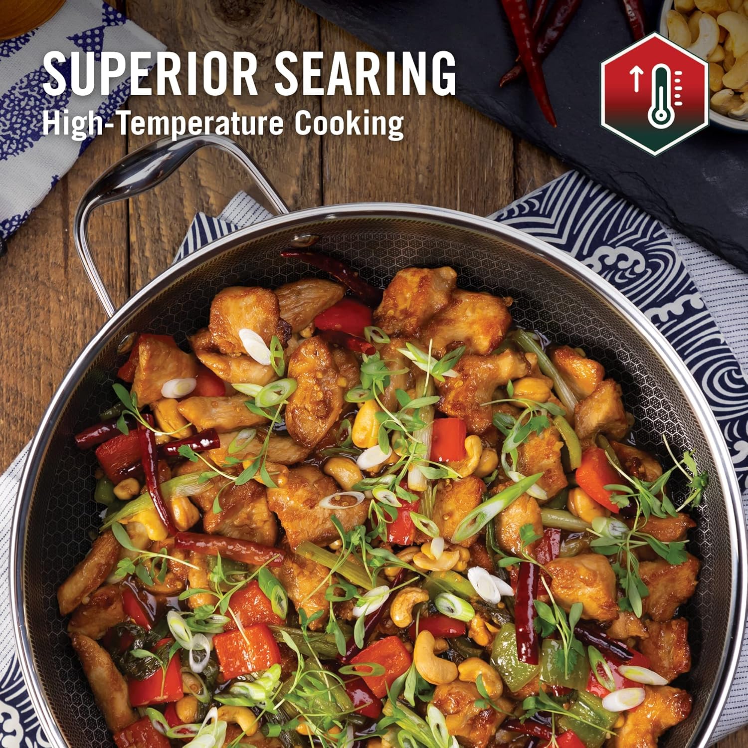 HexClad 13 Piece Hybrid Stainless Steel Cookware Set - 6 Piece Frying Pan Set, 6 Piece Pot Set, 12 Inch Wok, Dishwashing and Oven Safe, Induction Ready, Stay Cool, Non-Stick, Easy to Clean