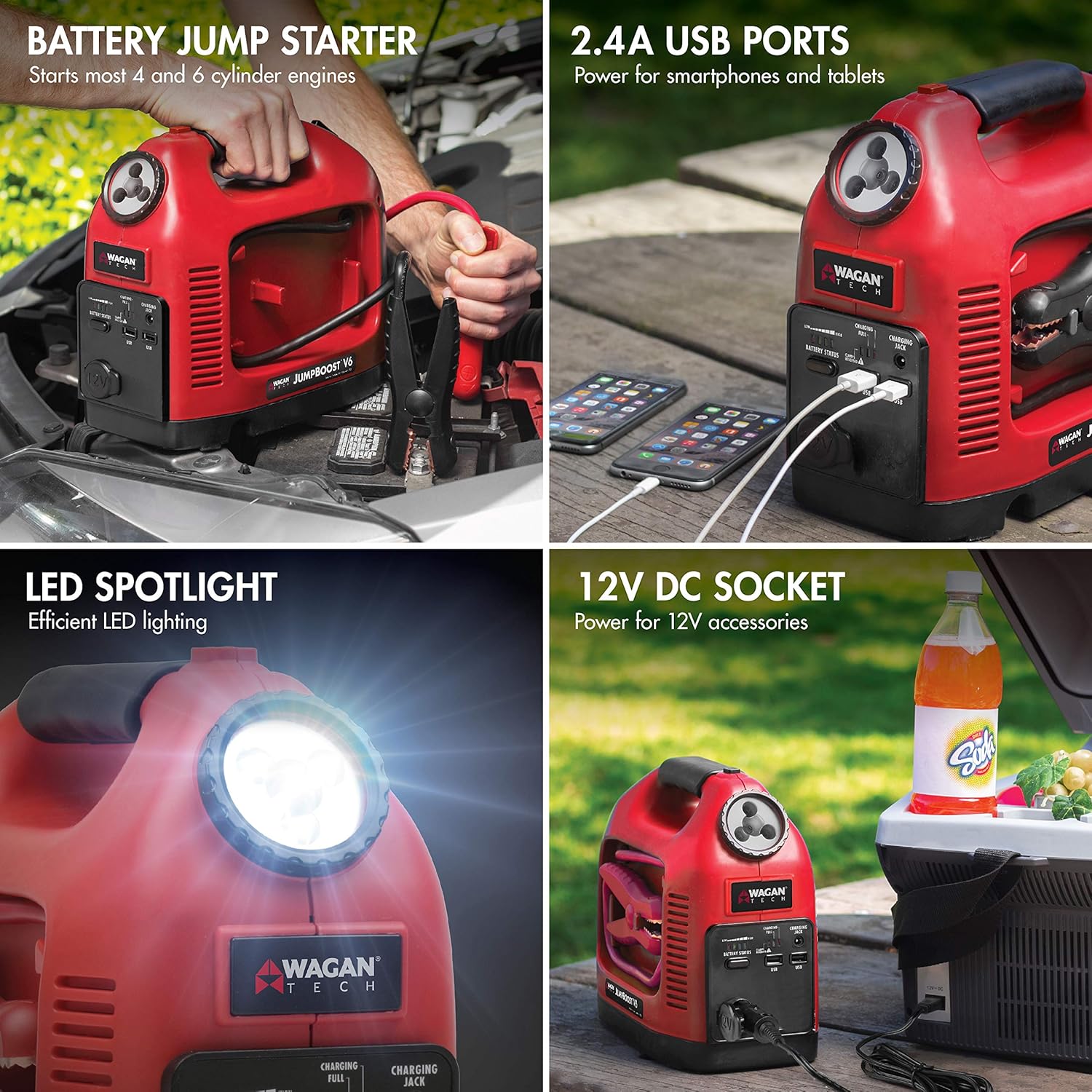 Wagan Tech 7551 JumpBoost V6 Jump Starter, Red Pack of 2