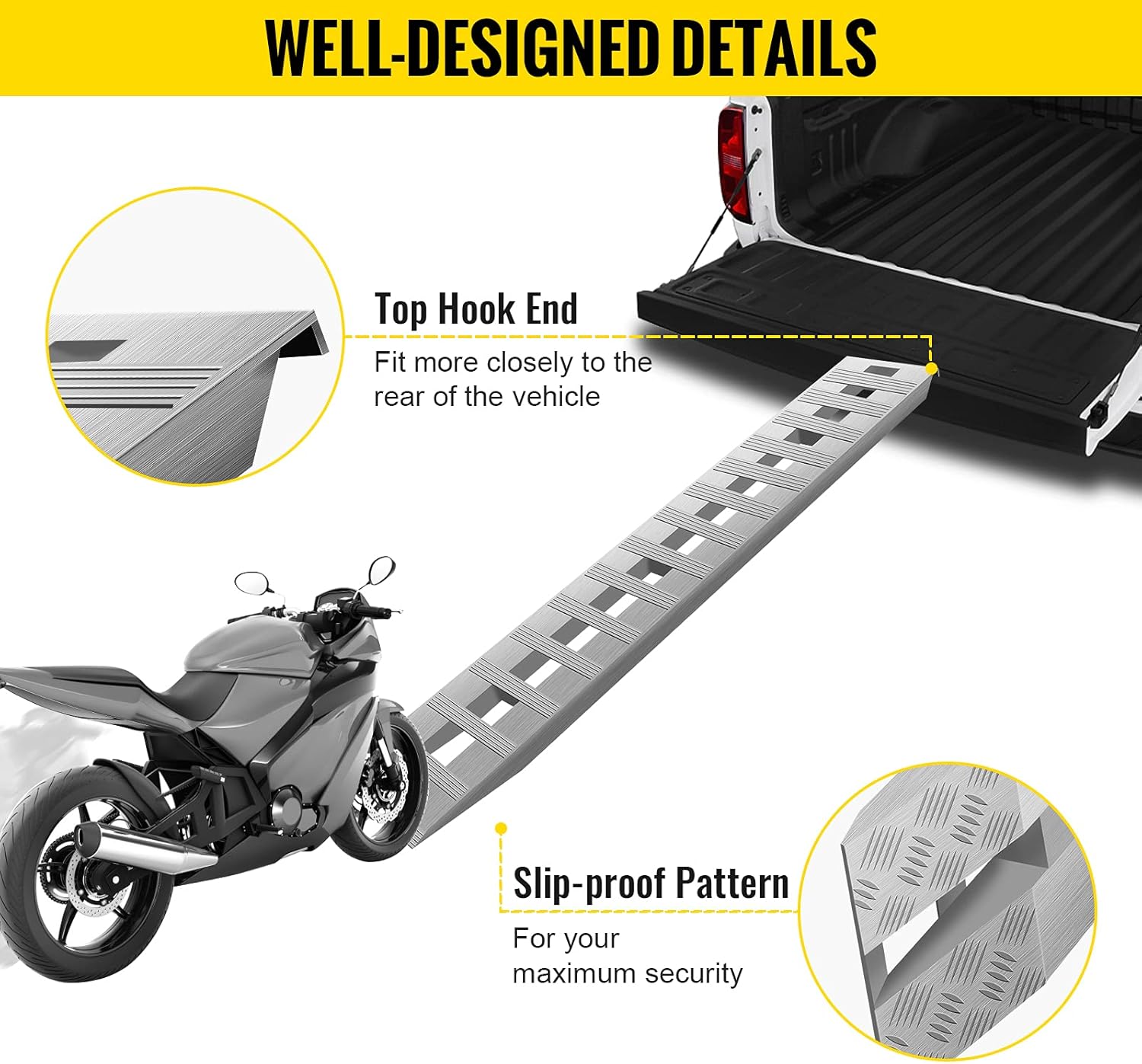 BestEquip 84x14 Inch Aluminum Ramps 6000LBS Capacity Car Trailer Truck ATV Ramps 1 Pair 2 Ramps