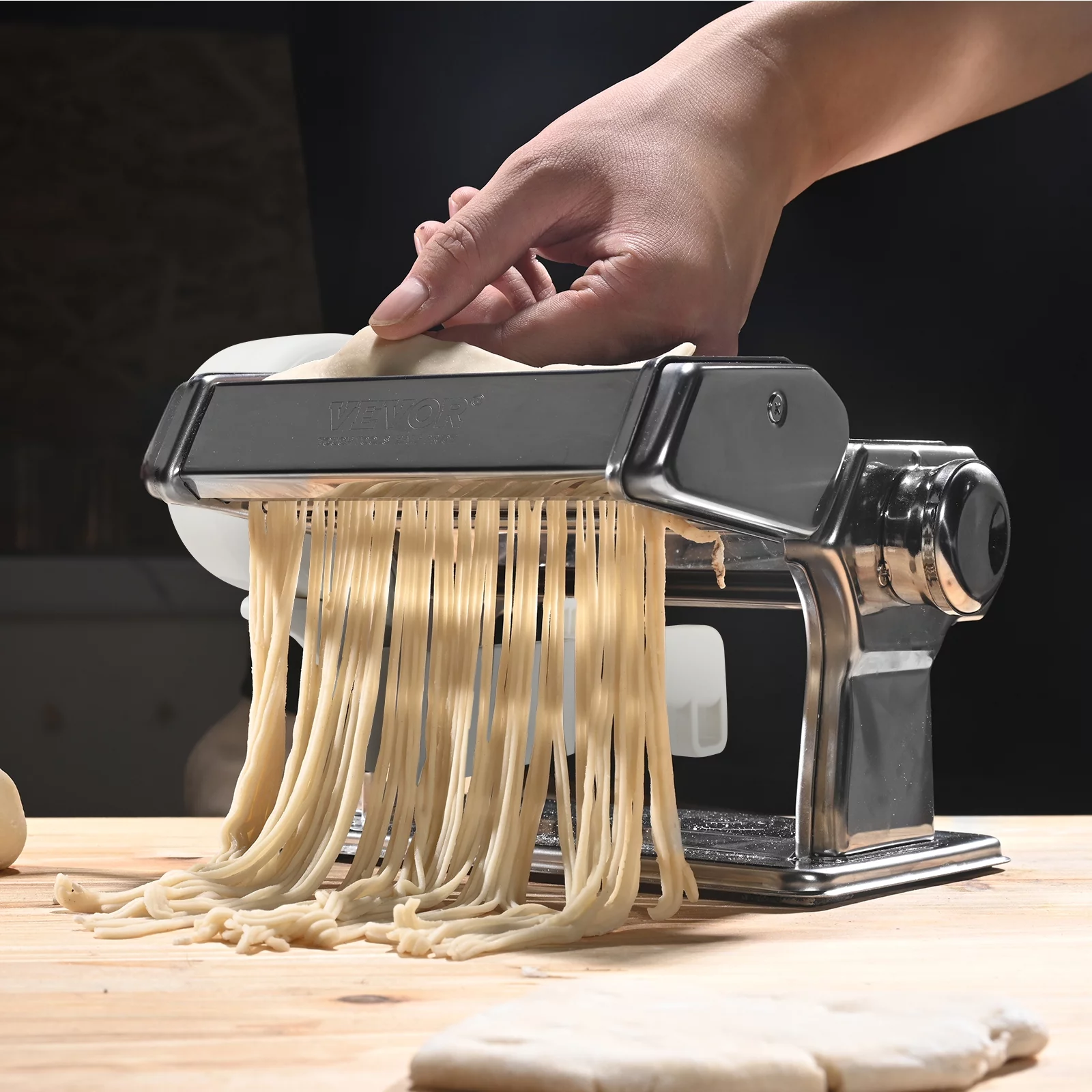 BENTISM Electric Stainless Steel Fresh Pasta Maker Machine Noodle Rollers Cutter