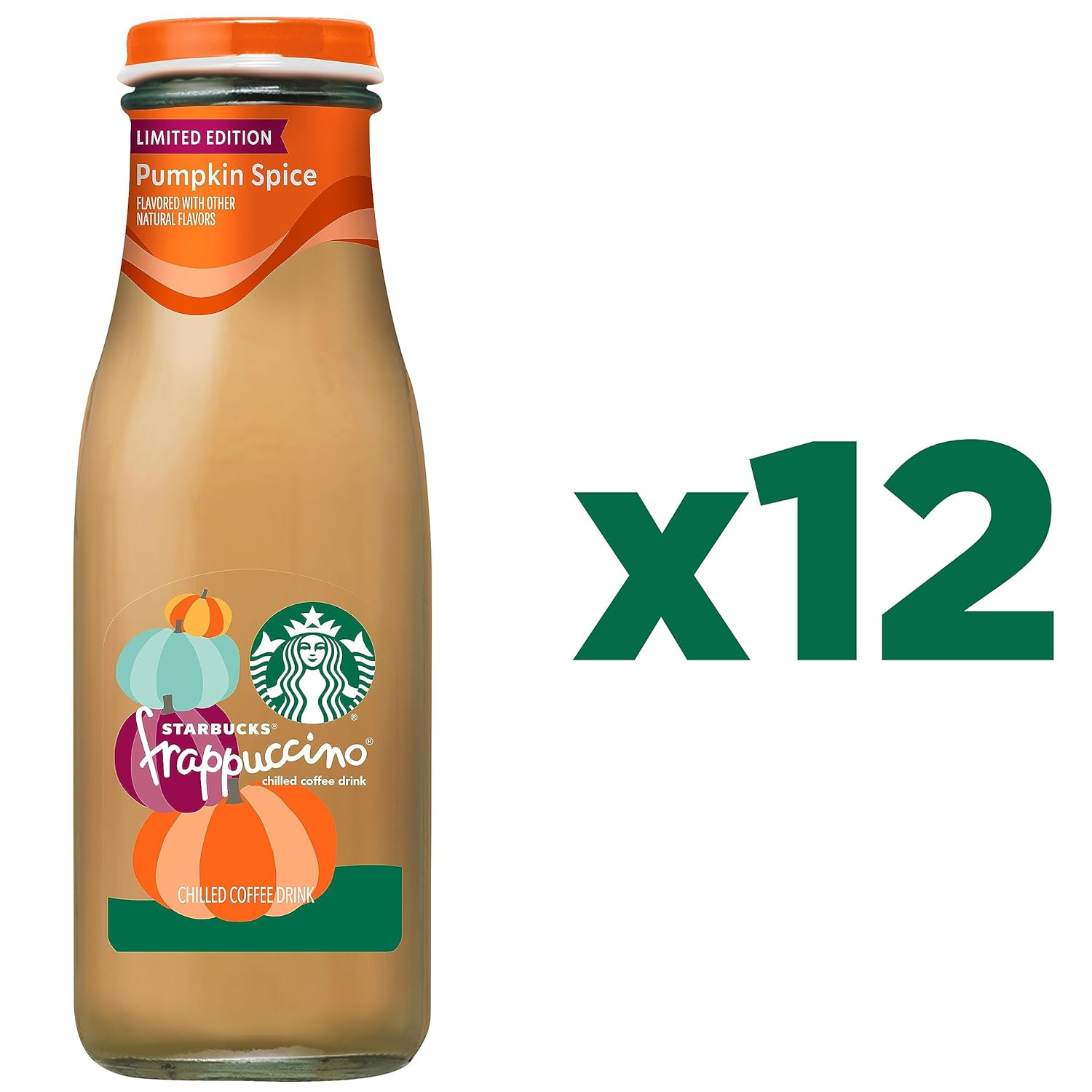 Starbucks Frappuccino, Coffee Drink, Pumpkin Spice, 13.7 fl oz Bottles (12 Pack), Iced Coffee