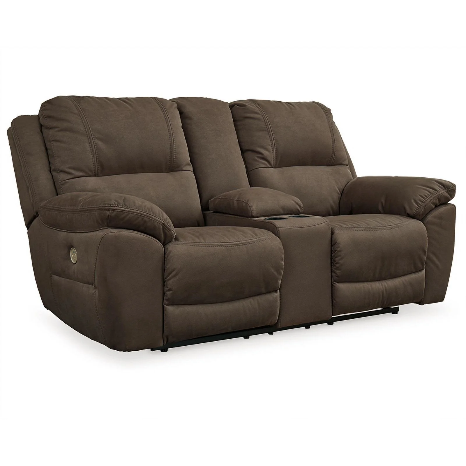 Ashley Furniture Next-Gen Gaucho Faux Leather Power Reclining Loveseat in Brown