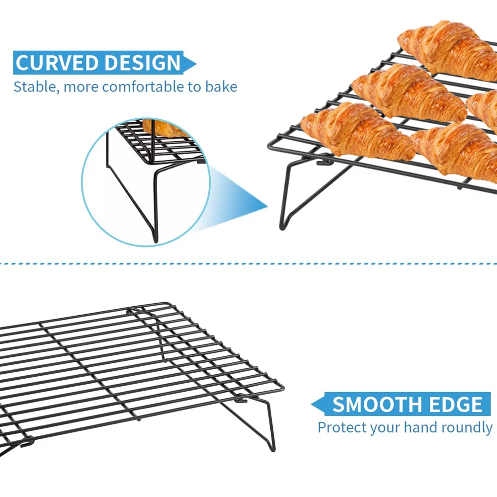3-Tier Stackable Cooling Racks with Folding Legs for Cooking and Baking Stainless Steel Oven & Dishwasher Safe Cooking Rack 15