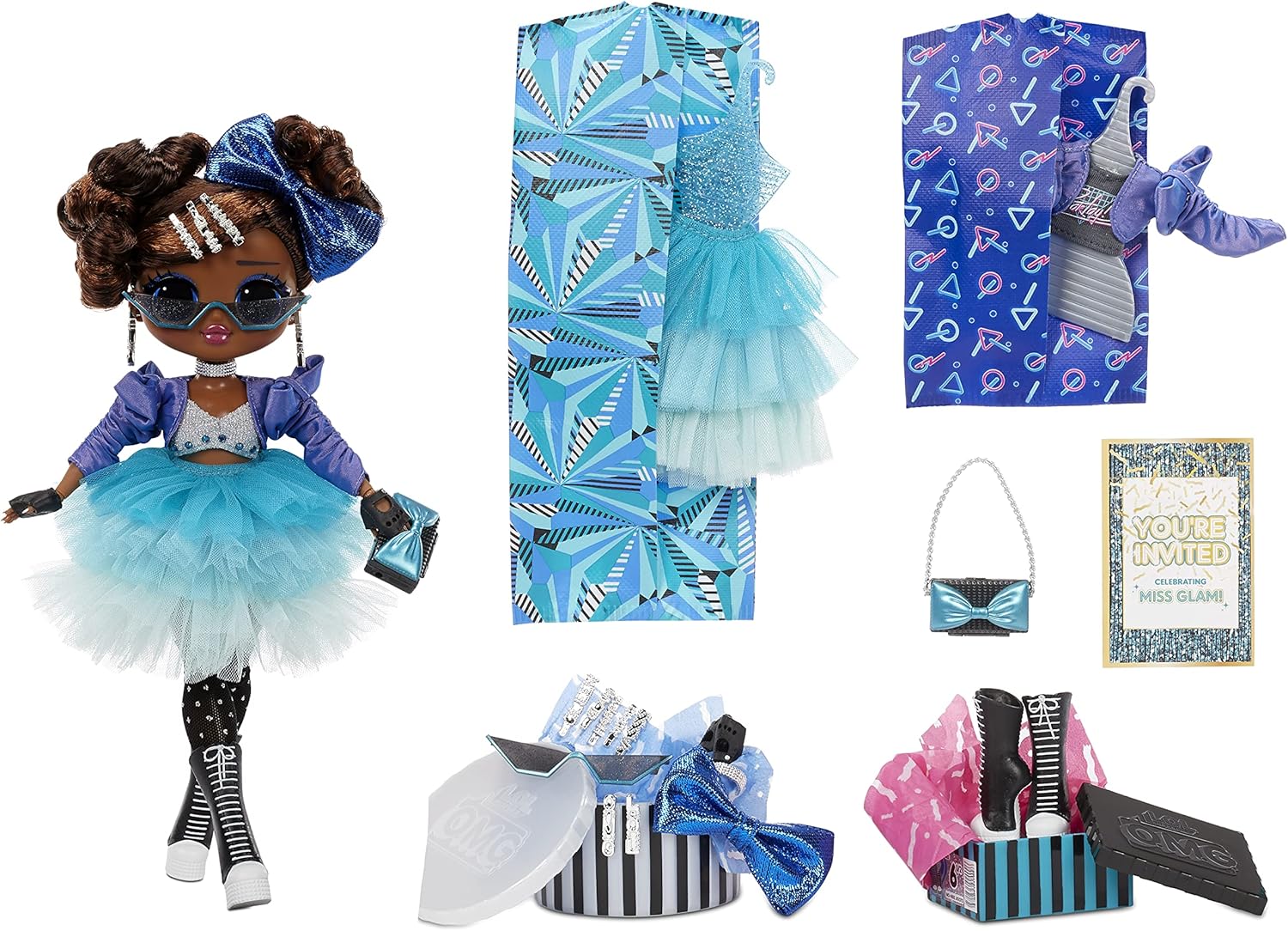 LOL Surprise OMG Present Surprise Fashion Doll Miss Glam with 20 Surprises, Birthday Inspired, 5 Fashion Looks, Accessories,Toys for Girls Boys Ages 4 5 6 7+ Years Old,Multicolor