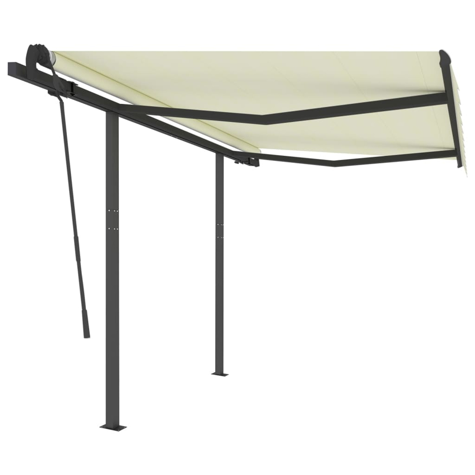 moobody Manual Retractable Awning with Posts Outdoor Canopy Sunshade Shelter Cream for Patio, Balcony, Backyard, Garden, Deck 118.1 x 98.4 Inches (W x H)