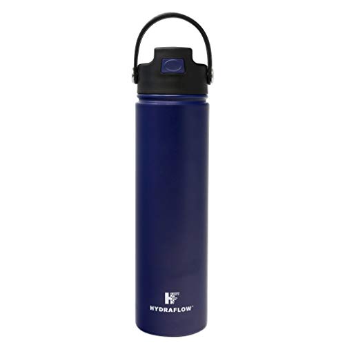 Hydraflow Hybrid - Triple Wall Vacuum Insulated Water Bottle with Flip Straw (Parent) Stainless Steel Metal Thermos, Reusable Leak Proof BPA-FREE for Sports and Travel