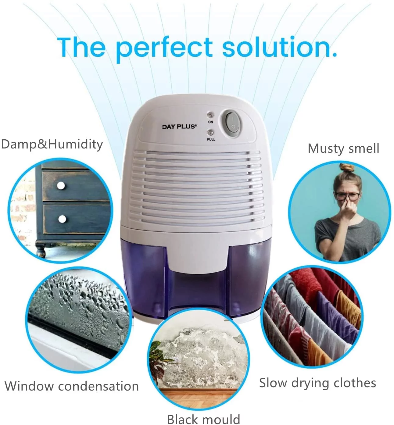 Electric Mini Dehumidifier,215 SQ ft,Auto Shut-Off for Bathroom, Small Spaces, Closets, Office