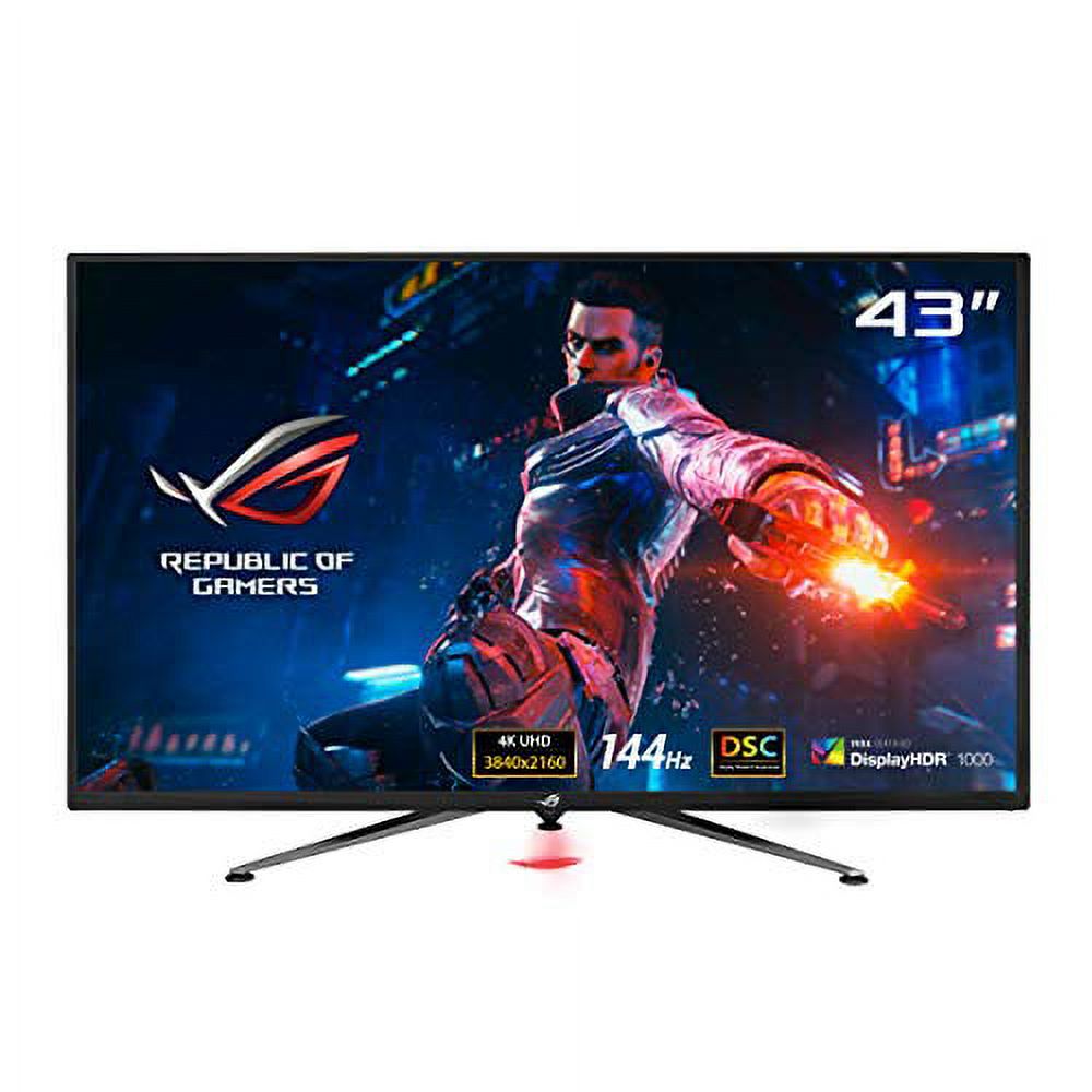 ASUS ROG Swift PG43UQ 43? 4K HDR DSC Gaming Monitor, (3840 x 2160), 144Hz, G-SYNC Compatible, 1ms, Eye Care, DisplayHDR 1000, DisplayPort HDMI USB, Aura Sync