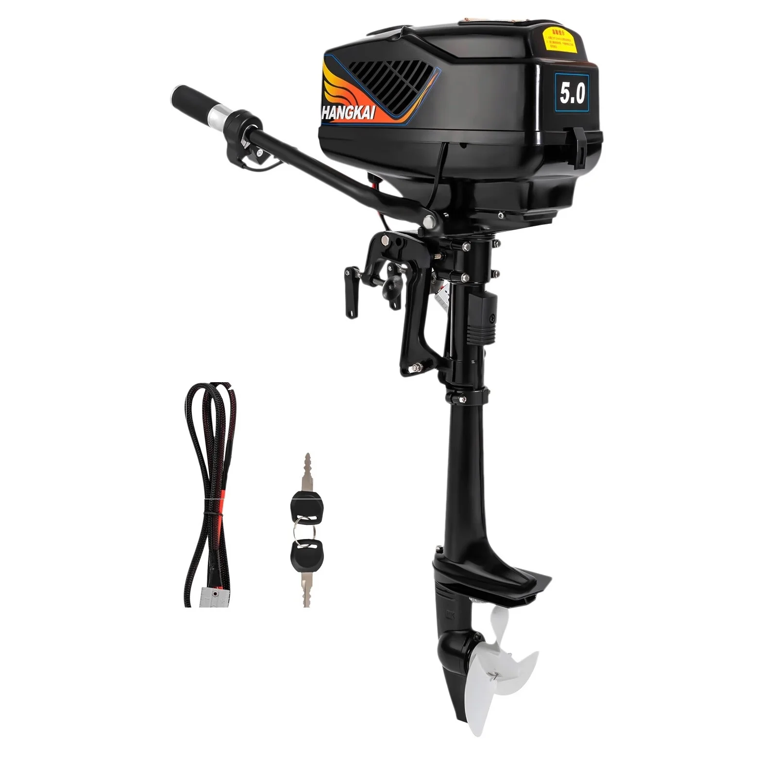 Aiqidi 48V 1200W Electric Outboard Motor Marine Fishing Boat Engine Brushless Trolling Motor Short Shaft with 3 Blades Propeller for Fishing Aquaculture Outdoor Adventure