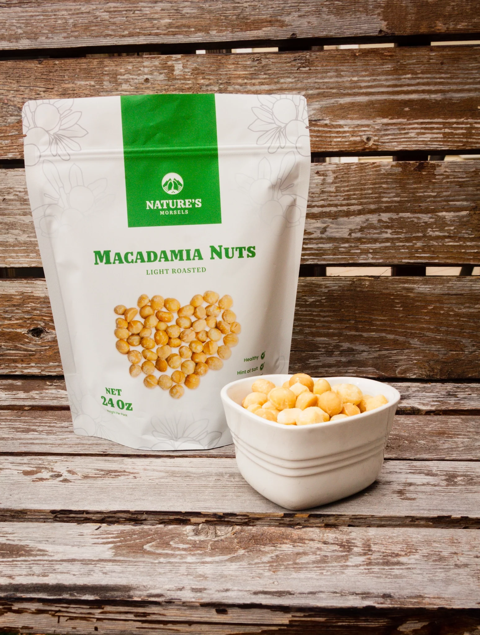 Nature's Morsels Light Roasted Macadamia Nuts 24oz