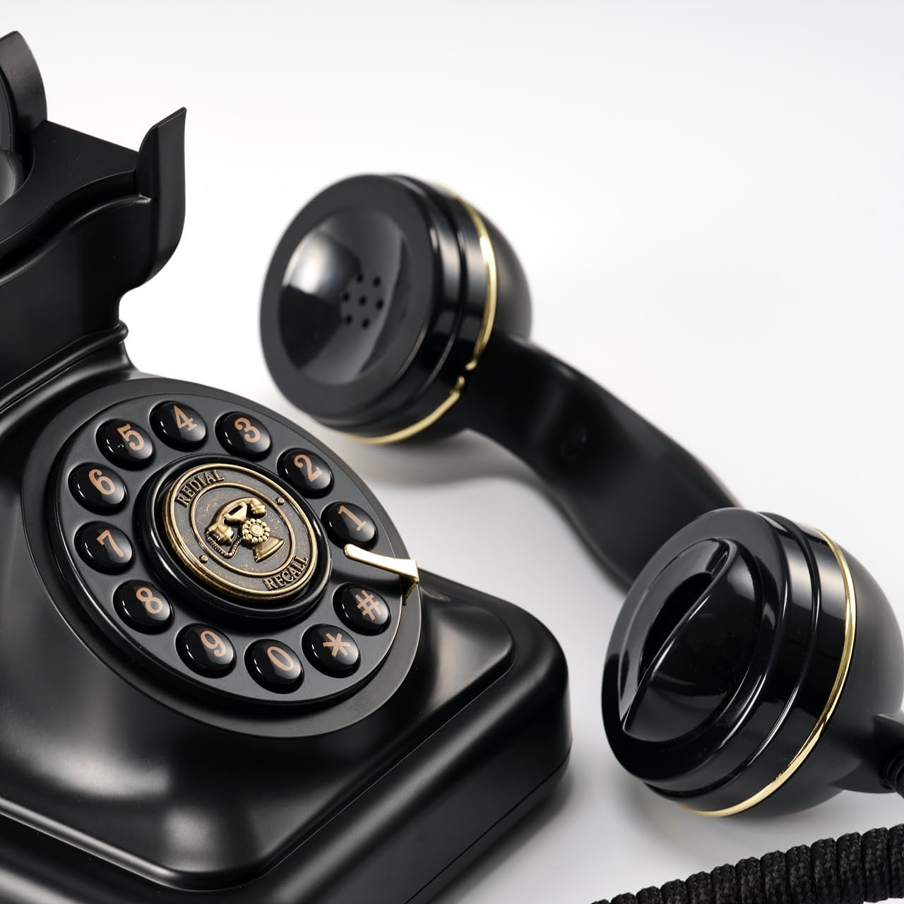 Sung CHY Retro Landline Telephone with Ringer Control, Redial, Retro Blooth Phone Loud Vintage Corded Desk Dial Phone Old Fashioned Landline Phones for Home House, Black