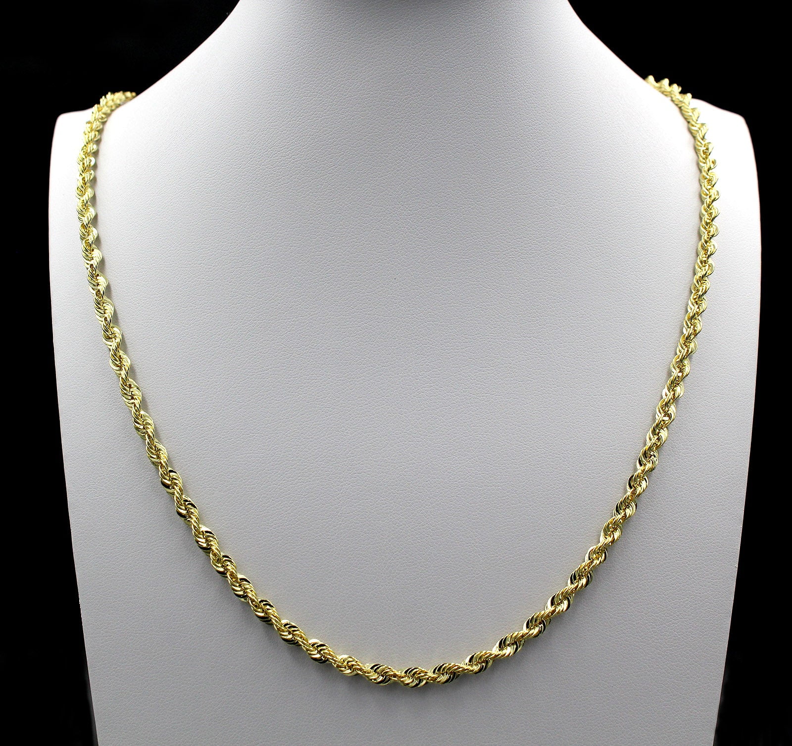 10K Yellow Gold Rope Chain Necklace 4MM 18