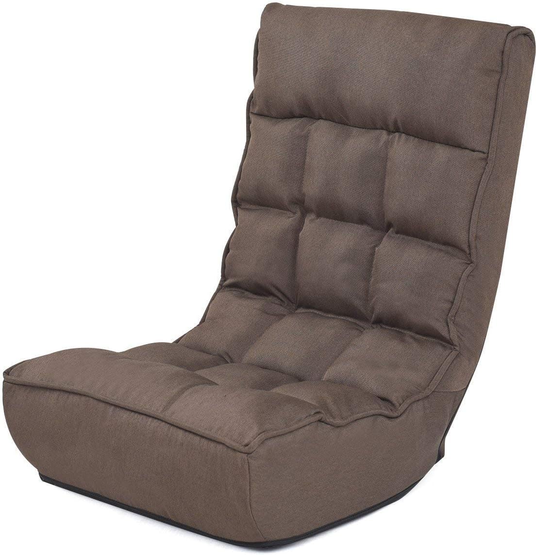 Casart Floor Chair Sleeper 4-Position Adjustable Angle Folding Lazy Sofa Cushioned Couch Lounger Easy for Storage, Brown