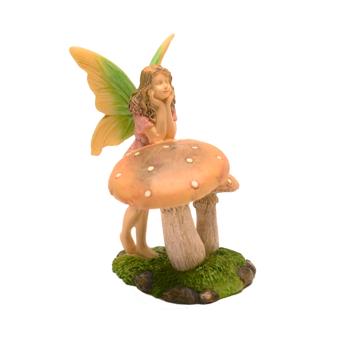 Smiling Mushroom Fairy Girl Miniature Figurine Garden Supply Mini Dollhouse Accessory Outdoor Decor