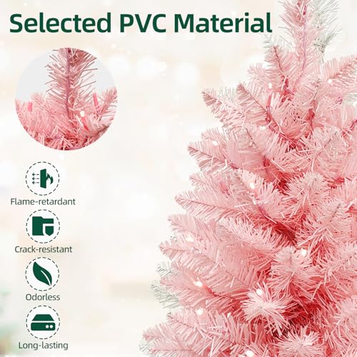 Small Christmas Tree with Lights,2ft Pre Lit Artificial Mini Xmas Tree for Tabletop,Outdoor,Bedroom,Office Decorations,Includes 50 Led Warm Lights,73 PVC Branch Tips,Green（Battery Operated）