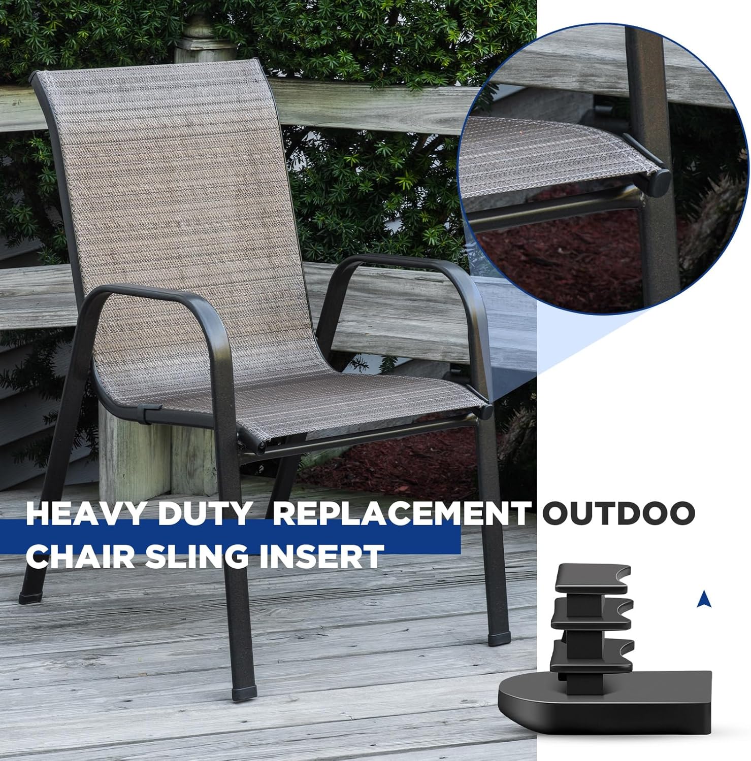 30 Pcs Sling Rail End Caps Patio Furniture Replacement Slings Oval Sling Insert for Sling Chair Replacement End Caps, Half Oval, Black Nylon