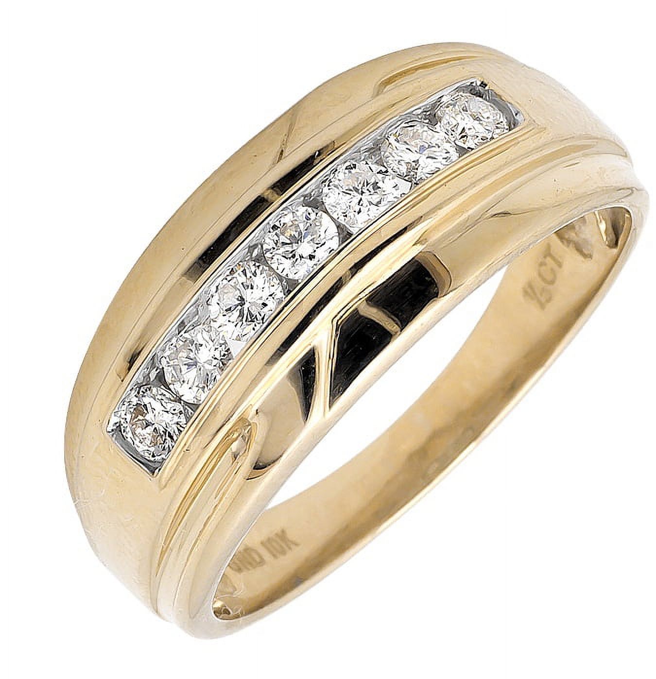 Men's 10K Yellow Gold 1 Row Channel Set Genuine Diamond Wedding Ring Band 0.50ct