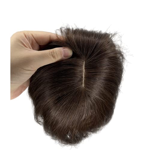 100% Human Hair Toppers Clip in Hairpieces with 3D Air Bangs Hair for Women Straight Hair Bangs Toupee Mid Part Wiglets for Mild Hair Loss (1B)