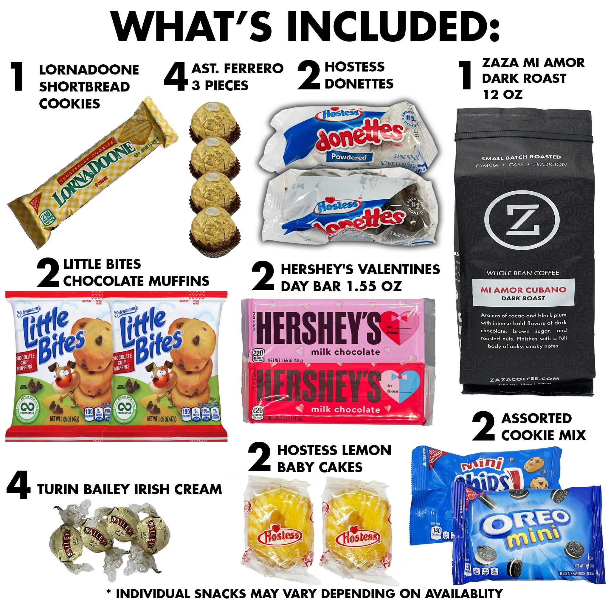 Fun Flavors Box Coffee Gift Basket, Dark Roast Variety Pack, Cookies, Pastries, Snack Box